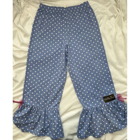 Matilda Jane 10 Blue Purple Promise Big Ruffle Pant Let’s Go Together Polka Dot - Picture 1 of 4